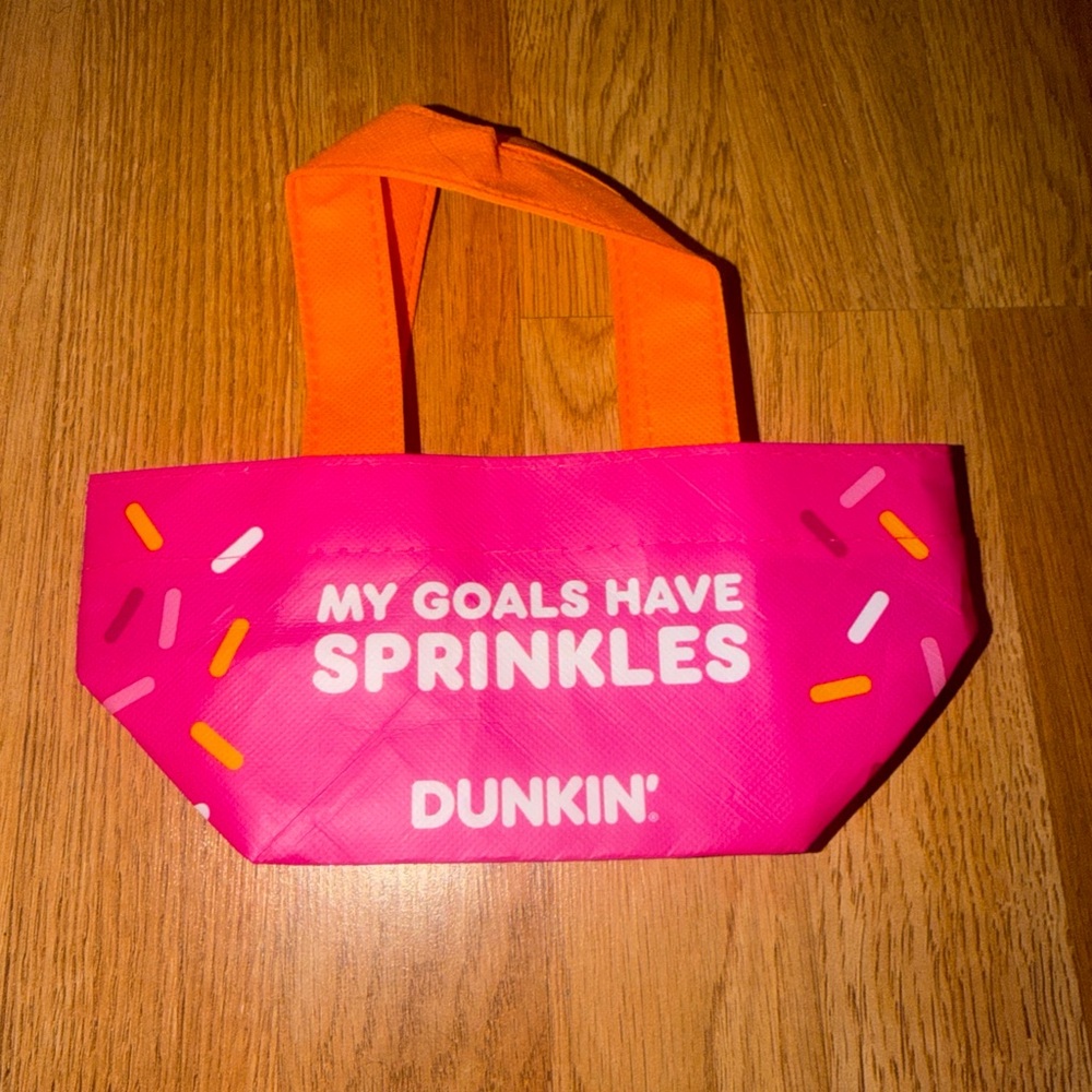 Dunkin Mini Tote Bag Pink Limited Edition Rare Dunkin Donuts coffee promo